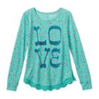Girls Plus Size Mudd&reg; Crochet Scalloped Graphic Tee, Girl's, Size: 12 1/2, Turquoise/blue (turq/aqua)