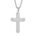 Men's Stainless Steel Cubic Zirconia Cross Pendant Necklace, Size: 24, Grey