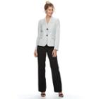 Women's Le Suit Solid Suit Jacket & Straight-leg Pants Set, Size: 16, Grey