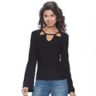 Juniors' Mudd&reg; Cutout Bell Sleeve Top, Teens, Size: Xs, Black