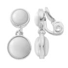 Napier Double Circle Nickel Free Clip On Drop Earrings, Women's, White