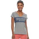Women's Puma Spark Strappy Neck Graphic Tee, Size: Small, Grey