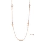 Simulated Crystal & Bead Long Necklace & Earring Set, Women's, Pink
