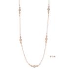 Simulated Crystal & Bead Long Necklace & Earring Set, Women's, Pink