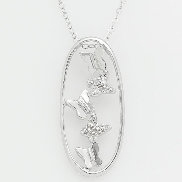 Jewelry For Trees Platinum Over Silver Cubic Zirconia Butterfly Pendant, Women's, Grey