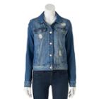 Juniors' Mudd&reg; Ripped Jean Jacket, Teens, Size: Medium, Med Blue