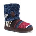 Muk Luks Women's Patti Cuffed Button Bootie Slippers, Size: Small, Blue (navy)