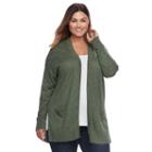 Plus Size Sonoma Goods For Life&trade; Open-font Cardigan, Women's, Size: 1xl, Green