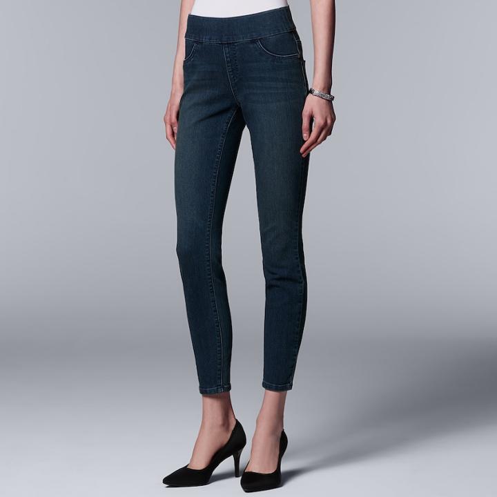 Women's Simply Vera Vera Wang Pull-on Skinny Jeans, Size: 4 Short, Med Blue