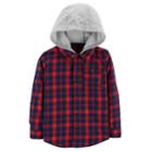 Boys 4-12 Carter's Hooded Button Down Flannel Shirt, Size: 4/5, Red Plaid