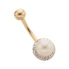 10k Gold Freshwater Cultured Pearl & Cubic Zirconia Belly Ring, Women's, White