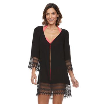 Beach Scene, Women's Crochet Cover-up, Size: Small, Black