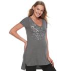 Maternity A:glow Graphic Tunic Tee, Women's, Size: M-mat, Grey Other