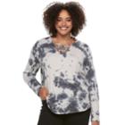 Juniors' Plus Size Mudd&reg; Macrame Inset Tee, Teens, Size: 2xl, Grey