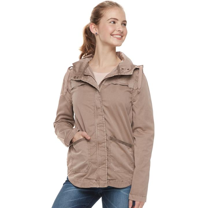 Juniors' So&reg; Hooded Jacket, Teens, Size: Xl, Med Beige