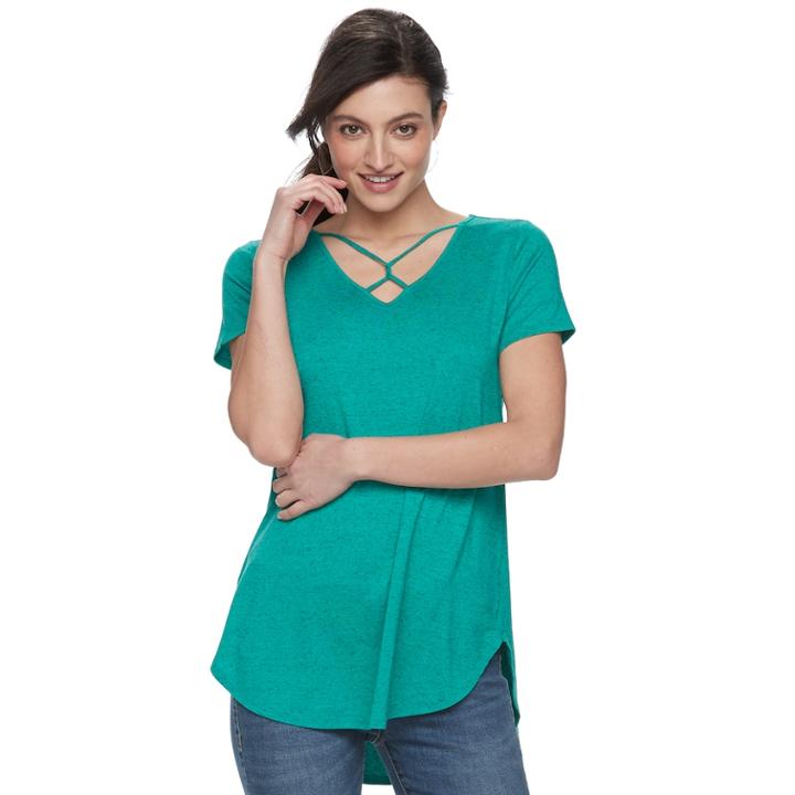 Women's Apt. 9&reg; Strappy Twist Tunic, Size: Large, Med Green