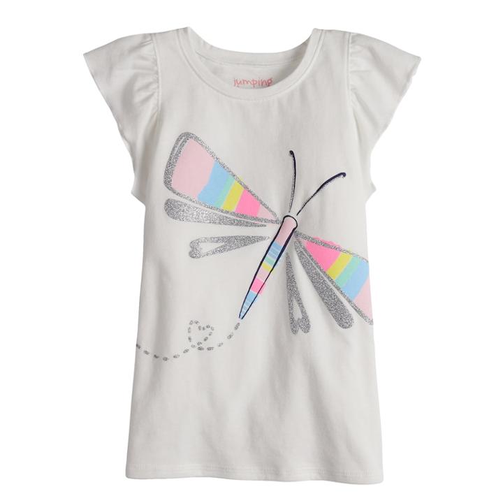 Girls 4-10 Jumping Beans&reg; Graphic Flutter Tee, Size: 7, White