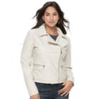 Women's Apt. 9&reg; Textured Faux-leather Moto Jacket, Size: Regular, Med Blue