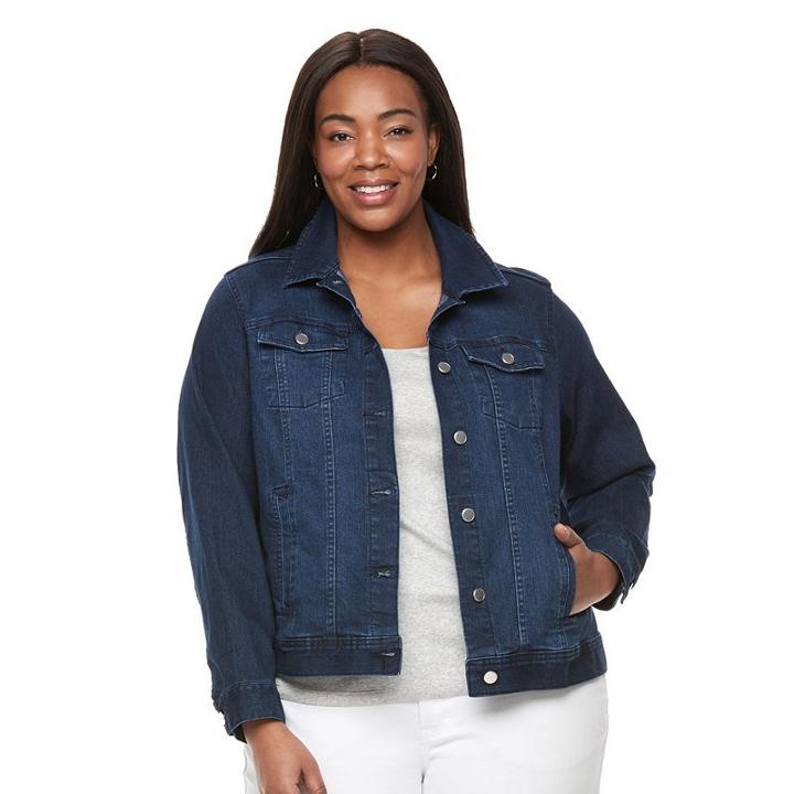 Plus Size Croft & Barrow&reg; Jean Jacket, Women's, Size: 2xl, Dark Blue