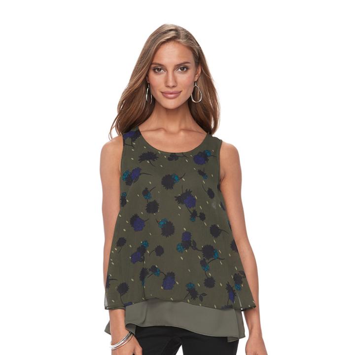 Women's Apt. 9&reg; Layered Chiffon Tank, Size: Xl, Dark Green