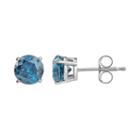10k White Gold 1 1/2 Carat T.w. Blue Diamond Stud Earrings, Women's