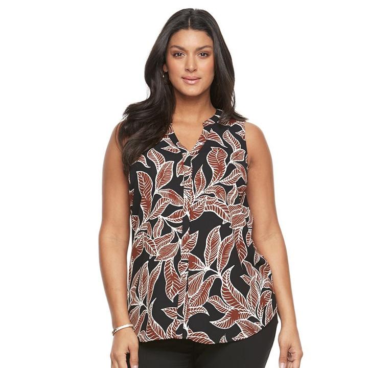 Plus Size Apt. 9&reg; Pleated Crepe Tank, Women's, Size: 2xl, Blue