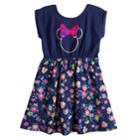 Disney's Minnie Mouse Girls 4-7 Floral Bow Back Dress By Jumping Beans&reg;, Size: 6, Blue (navy)