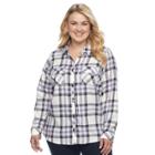 Plus Size Croft & Barrow&reg; Plaid Flannel Shirt, Women's, Size: 2xl, Drk Purple