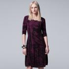 Women's Simply Vera Vera Wang Print Sweaterdress, Size: Large, Drk Purple