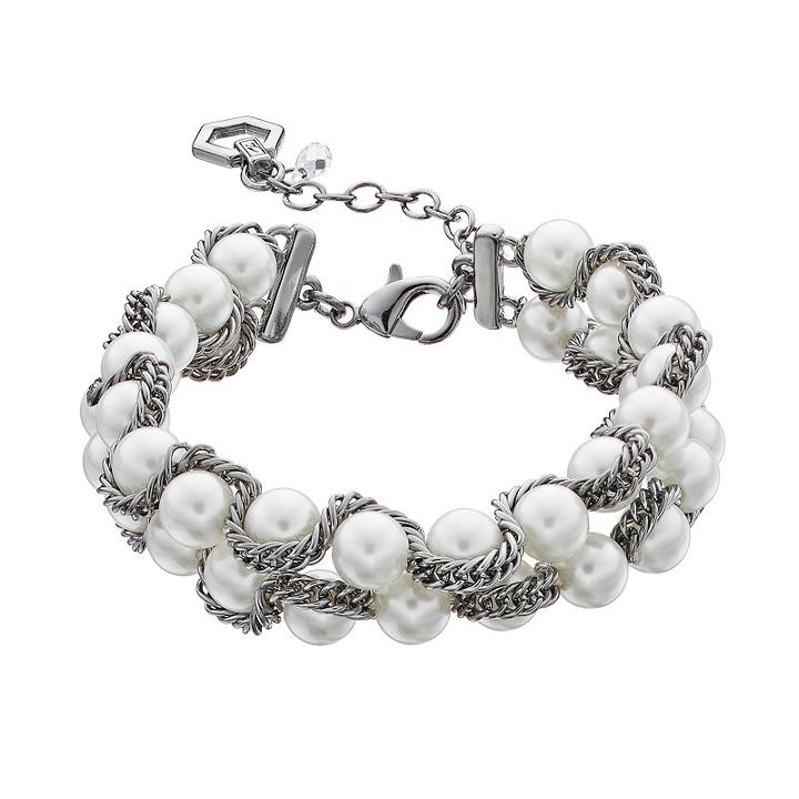 Simply Vera Vera Wang Chain Wrapped Simulated Pearl Bracelet, Women's, White