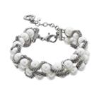 Simply Vera Vera Wang Chain Wrapped Simulated Pearl Bracelet, Women's, White