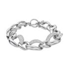 Sterling Silver Cubic Zirconia Free Form Link Toggle Bracelet, Women's, White