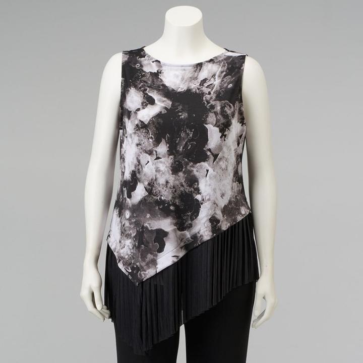 Plus Size Simply Vera Vera Wang Asymmetrical Pleated Top, Women's, Size: 1xl, Grey (charcoal)