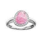 Sterling Silver Cubic Zirconia Teardrop Halo Ring, Women's, Size: 9, Pink
