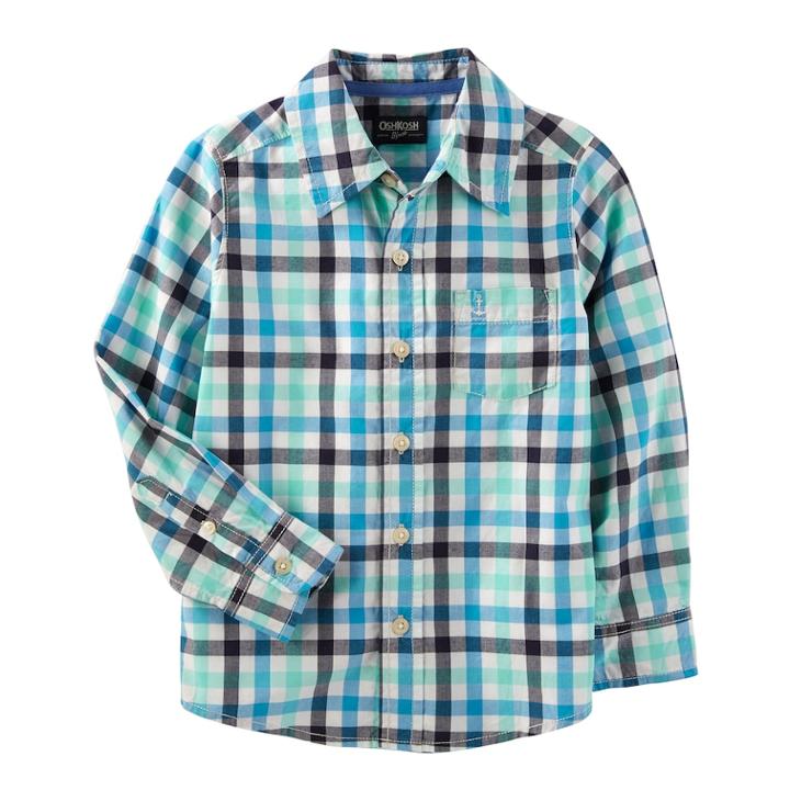 Boys 4-12 Oshkosh B'gosh&reg; Button Down Dress Shirt, Size: 6, Blue Plaid
