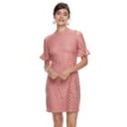 Women's Sharagano Crochet Lace Cold-shoulder Dress, Size: 16, Dark Pink