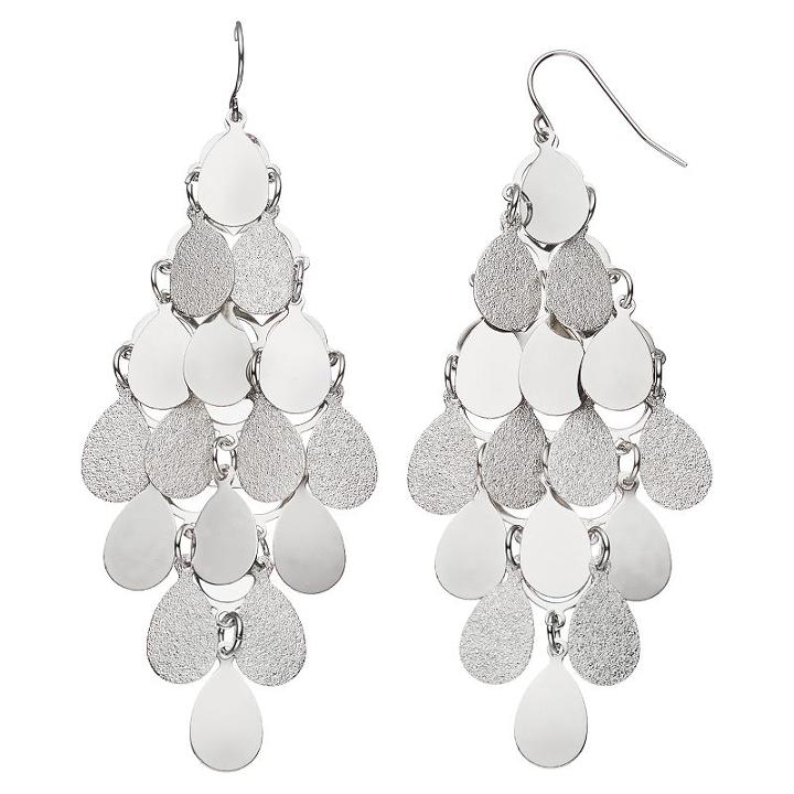 Textured & Polished Teardrop Nickel Free Kite Earrings, Women's, Silver