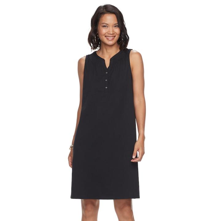 Women's Croft & Barrow&reg; Sleeveless Shift Dress, Size: Large, Black