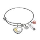 Love This Life Cherry Quartz & Crystal Stainless Steel & Silver-plated Love, Heart & Key Charm Locket Bracelet, Women's, Grey