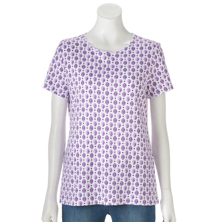 Women's Croft & Barrow&reg; Essential Crewneck Tee, Size: Large, Med Purple