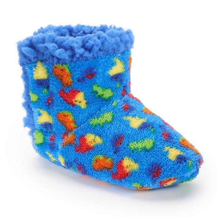 Baby Boy Skidders Print Plush Slippers, Size: 0-6 Months, Ovrfl Oth