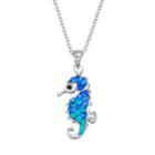 Crystal Silver-plated Seahorse Pendant Necklace, Women's, Blue