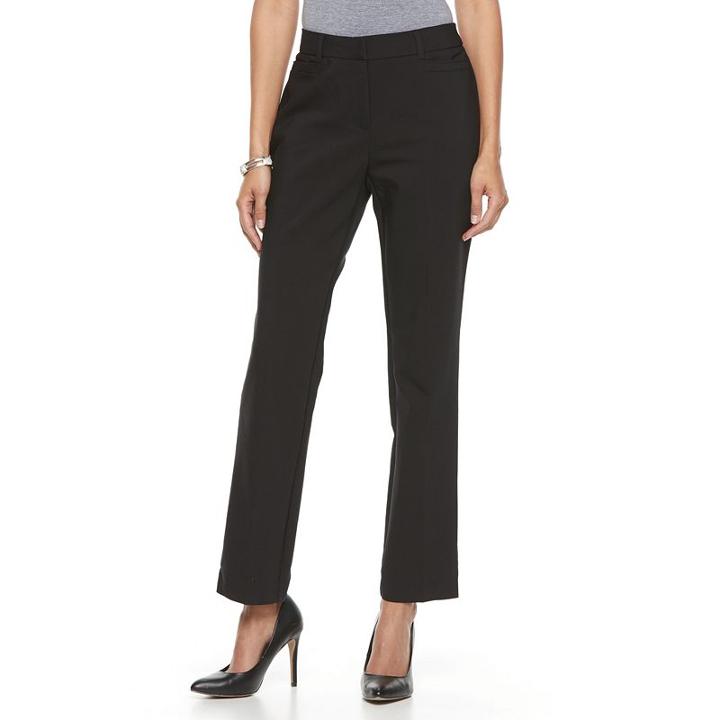 Women's Dana Buchman Slim Straight-leg Pants, Size: 6, Black