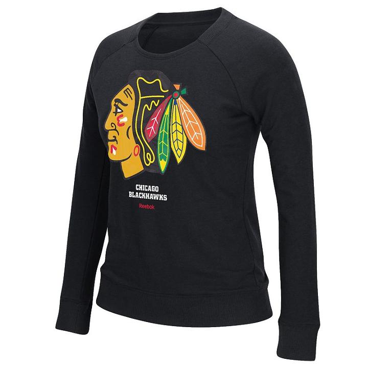 Women's Reebok Chicago Blackhawks French Terry Tee, Size: Large, Black