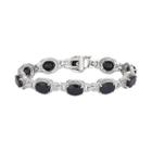 Sterling Silver Lab-created Sapphire & Diamond Accent Oval Halo Bracelet, Women's, Size: 7.5, Blue