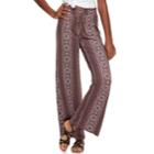 Juniors' Joe B Mid-rise Printed Peached Wide-leg Pants, Teens, Size: Xl, Dark Red