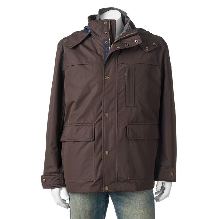 Men's Towne 3-in-1 Hooded Parka, Size: Medium, Dark Brown