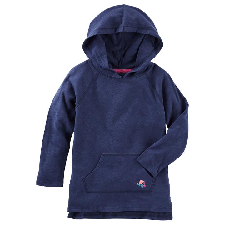 Girls 4-6x Oshkosh B'gosh&reg; Floral Applique Hoodie, Size: 8, Med Blue