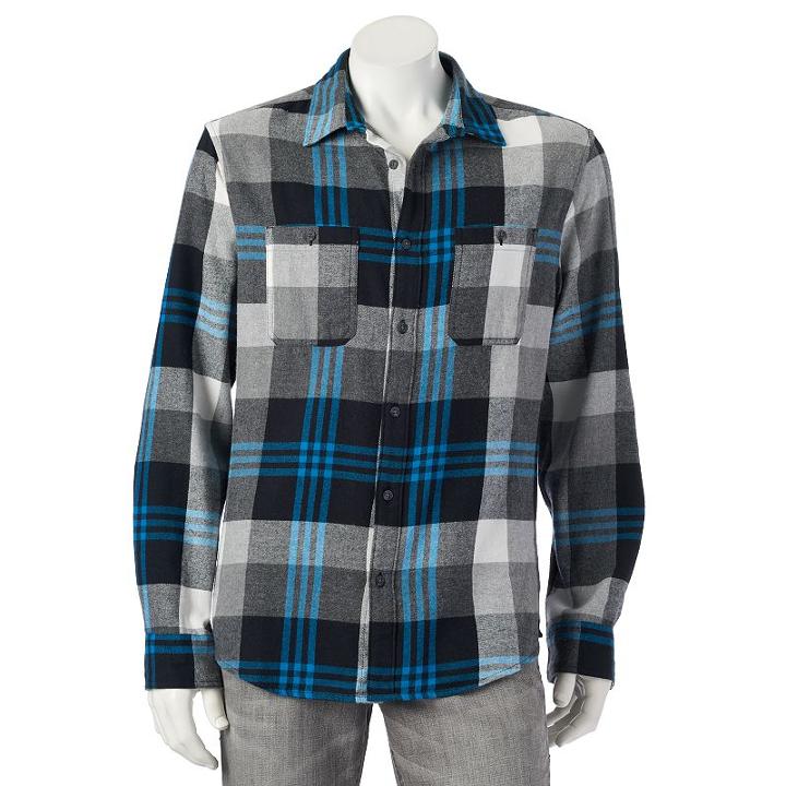 Big & Tall Urban Pipeline&reg; Plaid Flannel Button-down Shirt, Men's, Size: Xxl Tall, Natural
