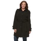 Plus Size Gallery Polka-dot Trench Coat, Women's, Size: 3xl, Black